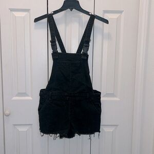 🚫♻️Black Denim Short Overalls